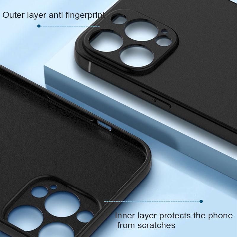 Black Phone Case For iPhone 14 15 16 17 Pro Max Plus 17 Air 16E Matte Soft Back Cover For iPhone 11 12 13 Pro Max 12 Mini Case