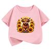 Fashion Cow with Flower Design TShirt Printed T Shirt Girls Summer Clothes Short Sleeve Tops TShirts Cute Boys Clothing
