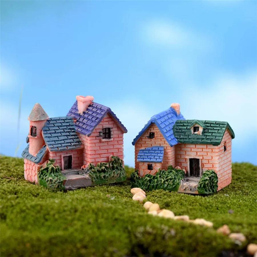 Random Creative Zakka Small House Villa Micro Landscape Accessories Resin Small Ornaments Background Model Potted Decoration