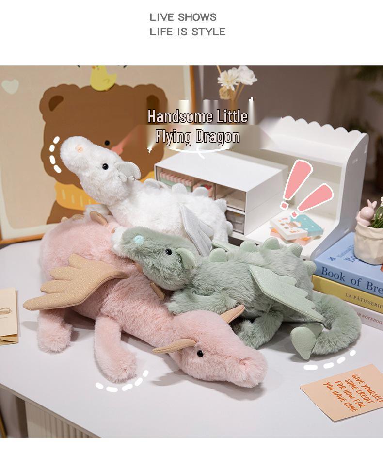 Jelly Sky Blue Rainbow Snow Dragon Plush Toy - Large Leg-Clamping Pillow for Women