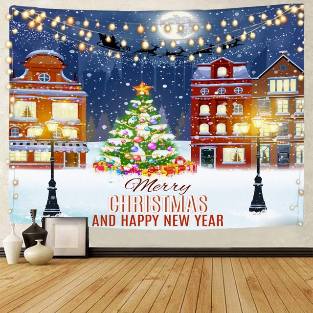 

Рождественский фон с изображением Санта-Клауса, гобелен, Рождественский фон, украшение, гобелен, Рождественское украшение дома, гобелен 95x73cm