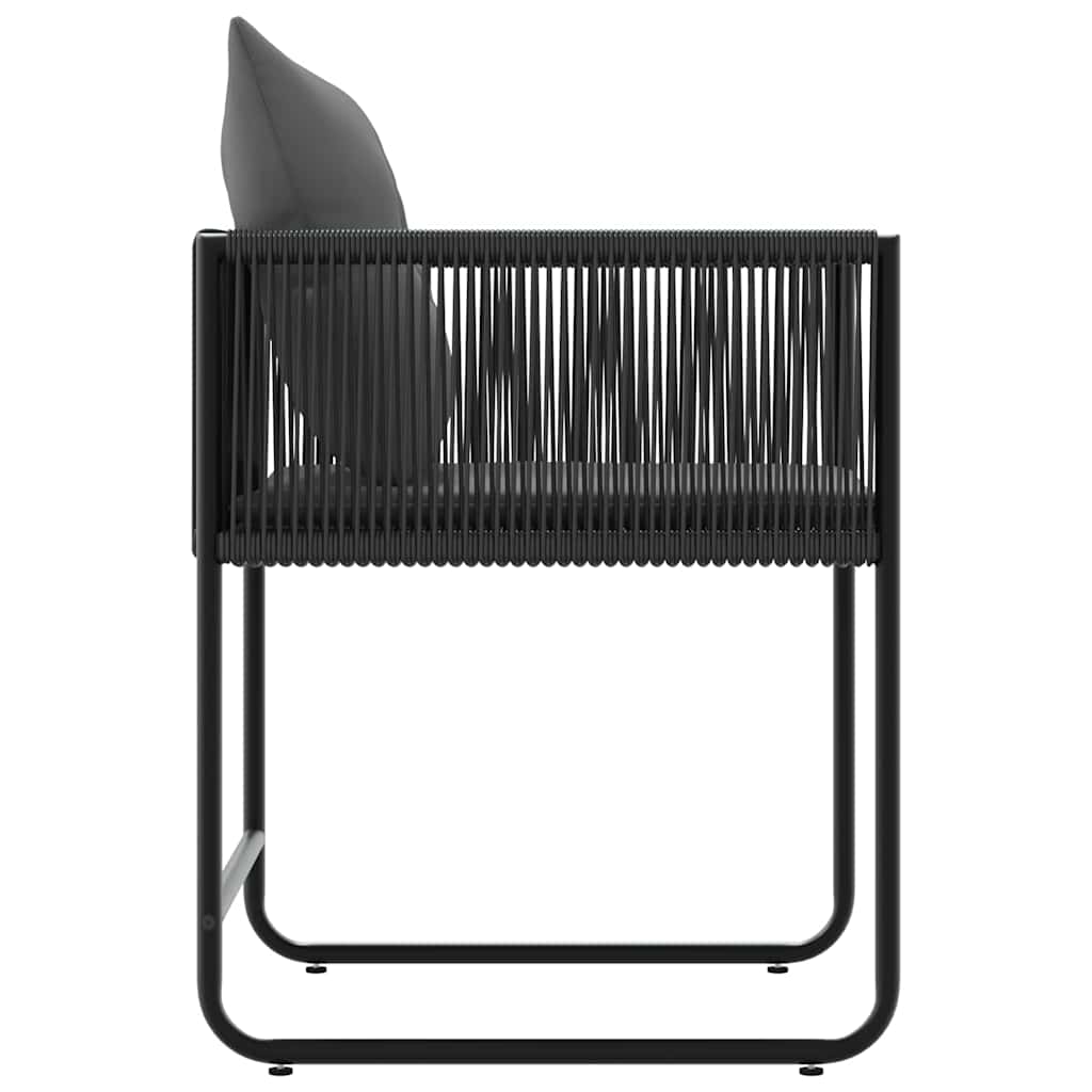 4 Piece Chair Set with Cushions Black and Anthracite PE Rattan
