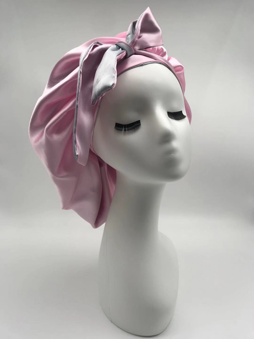 Free Custom logo Wholesale Hair Bonnets Custom logo Silk Scarf and Satin Silk Bonnet Mommy and Me (as the picture,size)