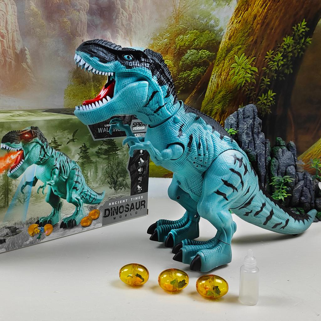 Electric Walking Spray Lay Eggs Dinosaur Robot Light Sound Mechanical Dinosaurs Model Toy
