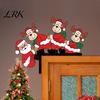 Winter Holiday Room Decor Christmas Door Corner with Snowman/Elk Designs, Wooden Hanging Ornaments Frame Ornament, Decorative Topper Home Festive Elk
