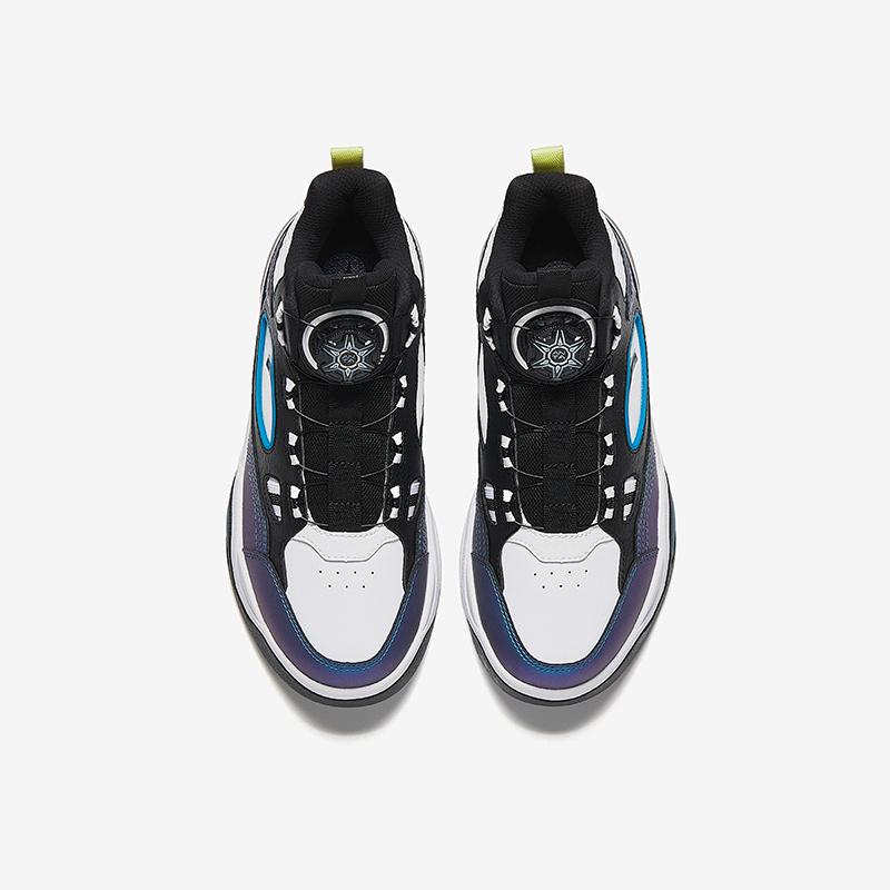 Anta Kids Trendy Versatile Comfortable Lightweight Shock Absorption High-Top Kids Skate Shoes Men Skate Shoes White Black Blue A12448095-3