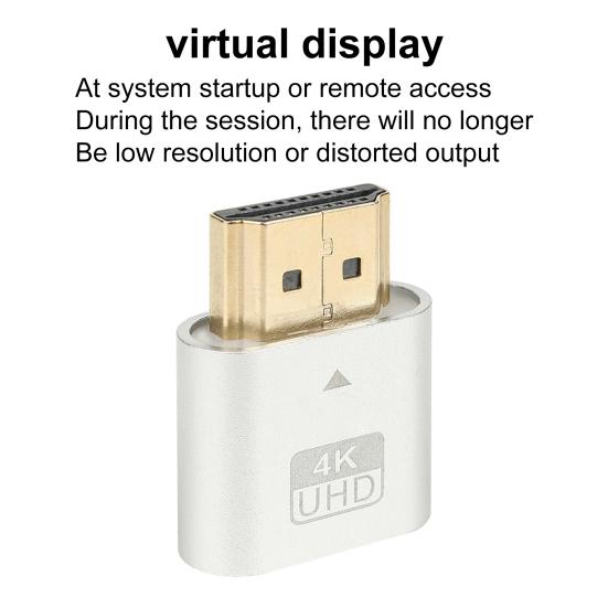 4K HDMI-compatible Dummy Plug Virtual Monitor Display Emulator Headless Virtual Display Adapter for Graphics Card Spoofing Camouflage Lock Screen