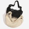 Beach Vacation Contrasting Mesh Bag, Cow Horn Bag, Women's Handbag, One Shoulder Crossbody, Hand Woven Bag, Fishing Net Armpit Bag