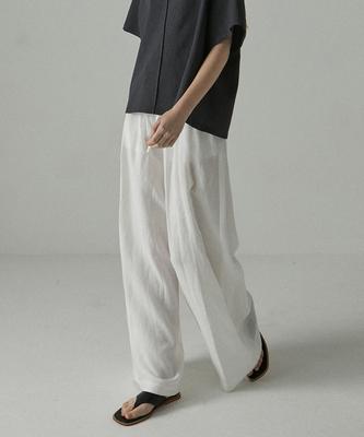 A.RIFF Linen Elastic Waist Pants_White