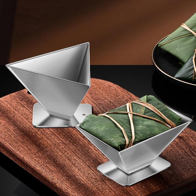 Stainless Steel Zongzi Mold DIY Traditional Chinese Food Rice Dumplings Rice Balls Making Molds Triangular Trapezoidal