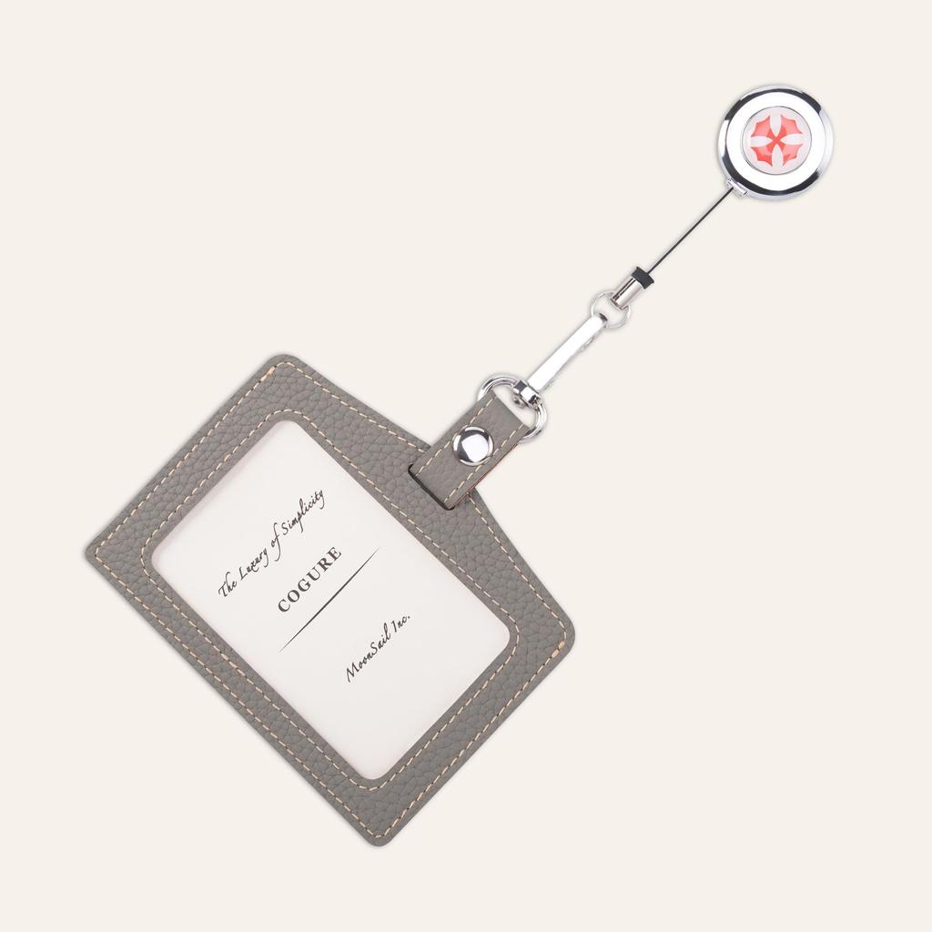 [COGURE] Cogure ID-Kartenetui, ID-Kartenhalter, Leder, Horizontal, Ausweishülle, Namensschild, Nackenband, Pendler-Ausweishalter, Leder, mit ausziehbarem Band