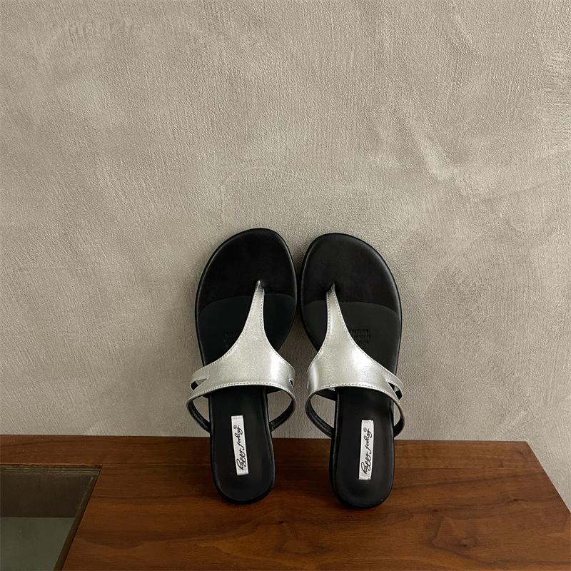 Fashion Bailamos Fashion Round Clip Toe Women Slippers Flat Heel Beach Slides Outdoor Casual Sandals 2025 New Summer Flip Flops Shoes