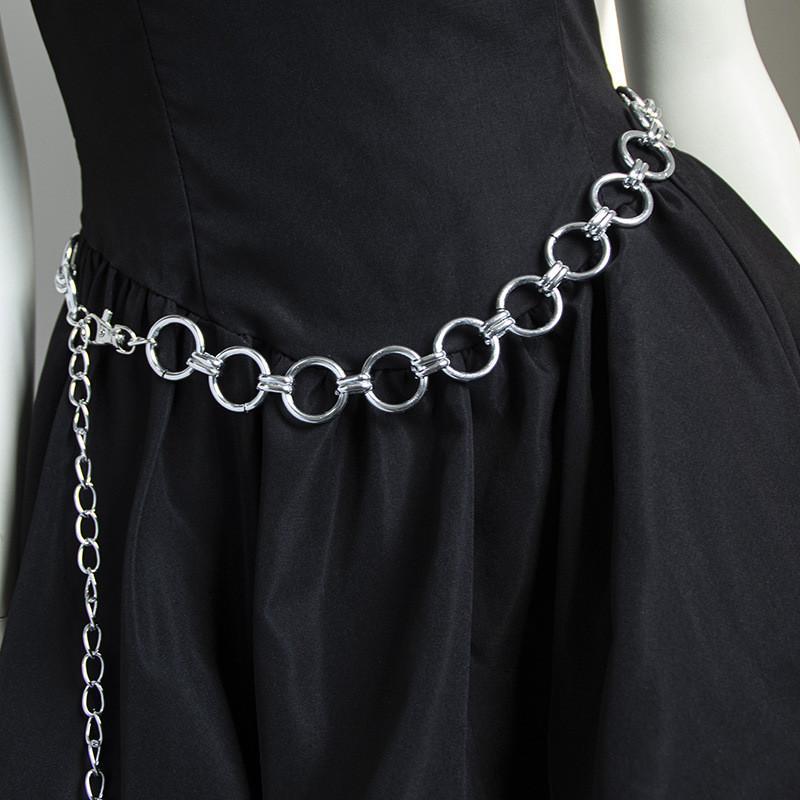 Elegant Gold And Silver Metal Waist Chain With Hook Closure For Daily Fashion