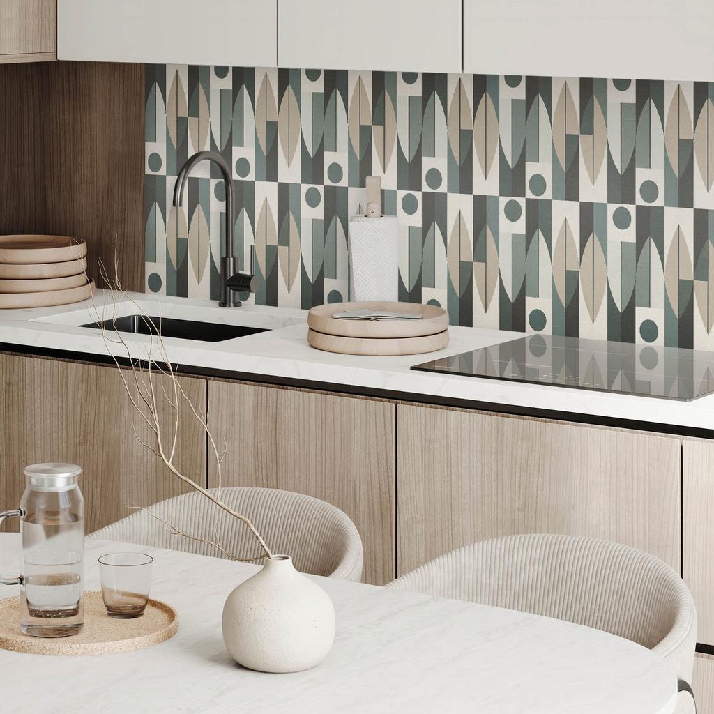 Self-Adhesive Vinyl Panel With Print For Living Room 100x50 Cm Abstract Geometric Pattern