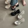 Summer Fashion Platform Slippers Rhinestone Flower Sandals Women's Korean Version of Thin Casual Fairy Wind Slope Heel Cool Slippers