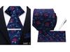 Men's Retro Floral Tie, Pocket Square & Tie Clip Set for Weddings