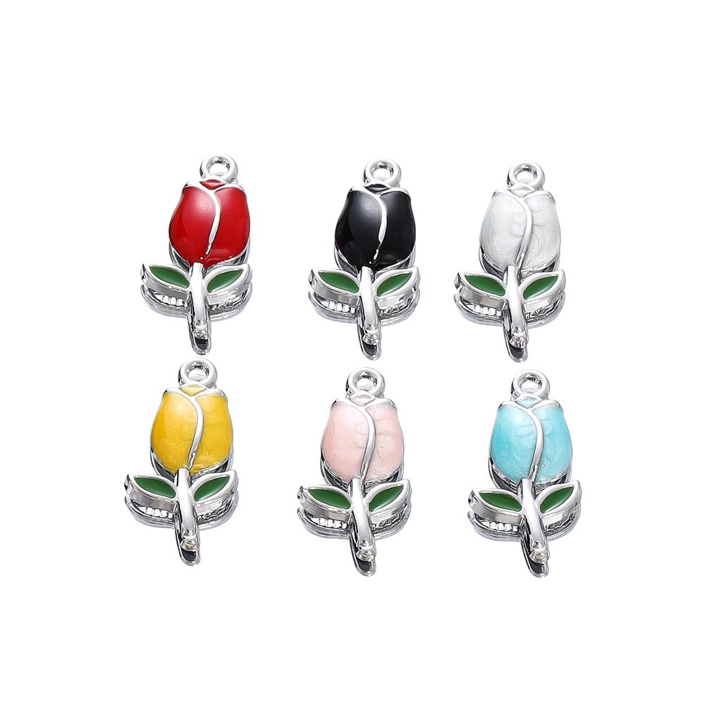10Pcs/Lot 11.4*22.3mm Cartoon Alloy Tulip Shape Charms Loose Pendant For DIY Bracelet Necklaces Jewelry Making Accessories