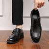 Fashion Versatile Men's Leather Casual Shoes Low Cut Black Office Work Shoes Wear-resistant Soles Men's Loafers Pointed Big Size 38-48