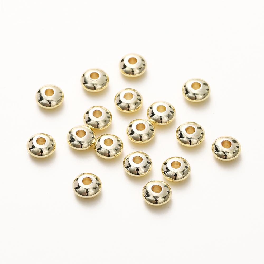 20/30/50pcs 14K 18K Gold Plated Copper Metal 4 5 6mm Spacer Beads For Jewelry Making Handmade DIY Bracelets Beads Accessories