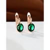 Simple oval-shaped single cubic zirconia earrings Retro-style, lightweight luxury earrings for women, featuring colorful gemstones