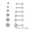 2/6/12pcs 20G Inlaid Cubic Zirconia Stud Earrings,Stainless Steel Screw Back Barbell Studs Daith Tragus Cartilage Earrings