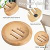 Bamboo Soap Dish, 2 Pcs Round Wooden Soap Holder Natural Wood Soap Tray Self Draining Soap Dish for Bathroom Shower Kitchen Sink