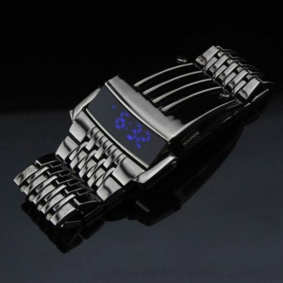 Wrist Watch LED Automatic Energy Saving Mode Stainless Steel Digital Calendar Sport Watch for Officer