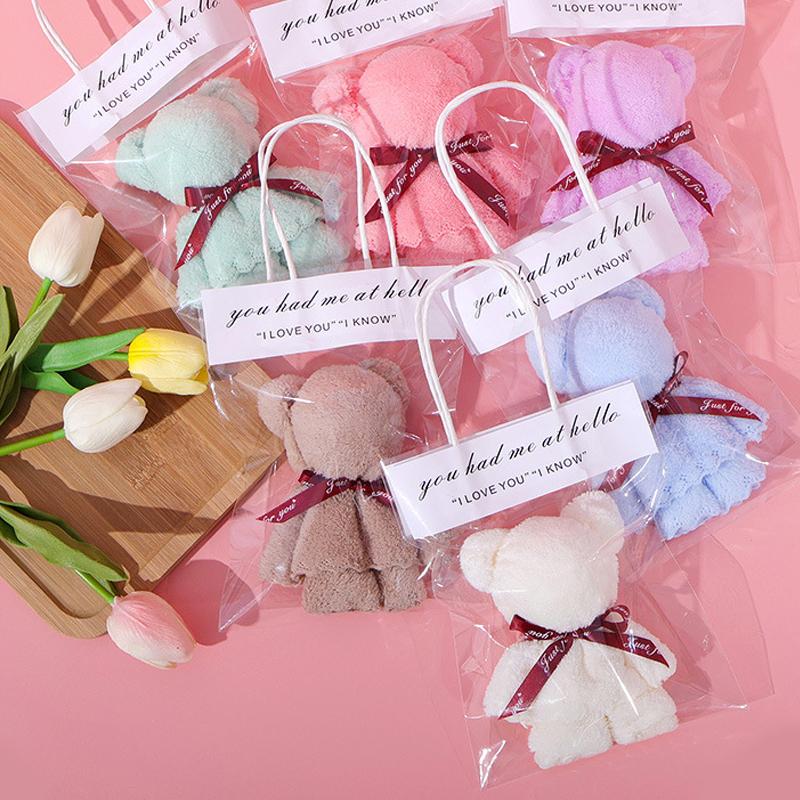 Towel Wedding Gifts Gift Bag Strong Water Absorption Skin Friendly Fun Coral Fleece Decorates Soft Anniversary Gift Bear Shaped