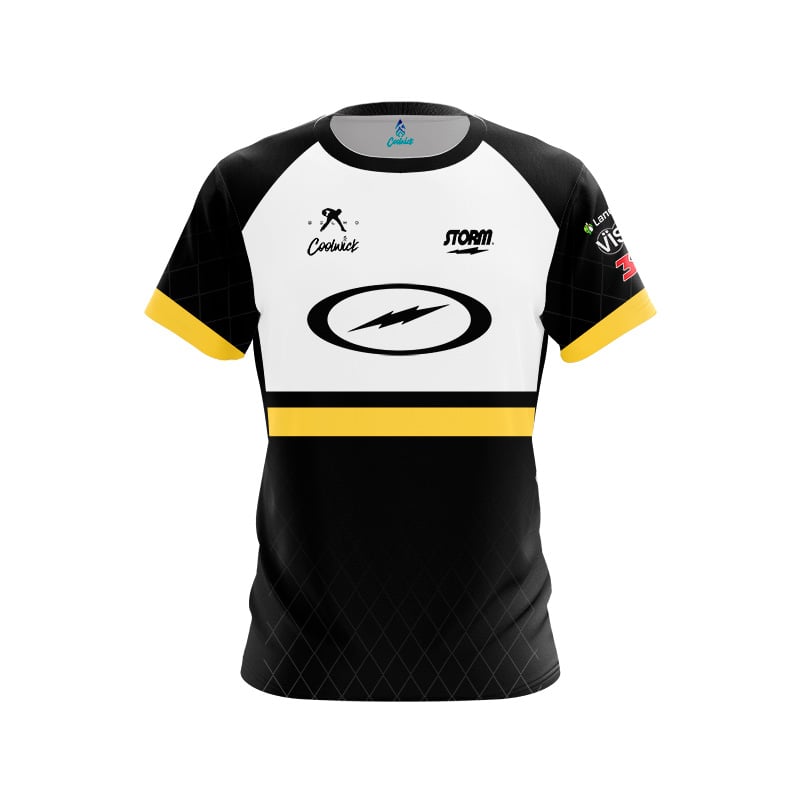 Coolwick Storm Bowling Jersey Black Lightning Logo Short Sleeve Performance T-Shirt Pro Player Fan Casual Family Matching