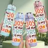 1PC The Joy Of The Lord Slogan 750ml Color Plastic Sports Water Bottle Leakproof Flip Straw Lid Suitable for Sports Office Home Use
