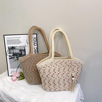 2025 Summer New Temperament Literary Large-capacity Woven Bag Multi-functional Foreign Style Portable Underarm Beach Bag