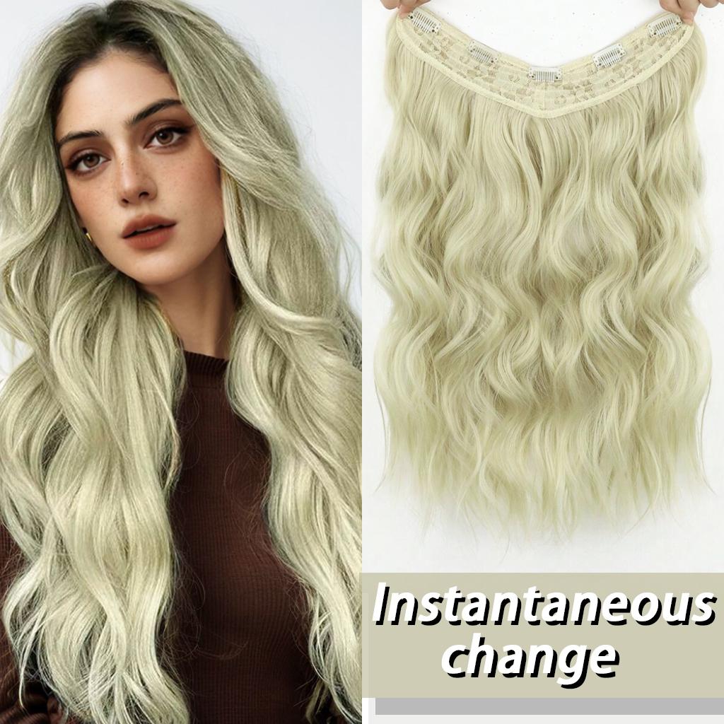 XINRAN Synthetic Long Big Wave Curly Clips In Hair Extensions 5 Clips Hair Pieces For Women Easy To Wear