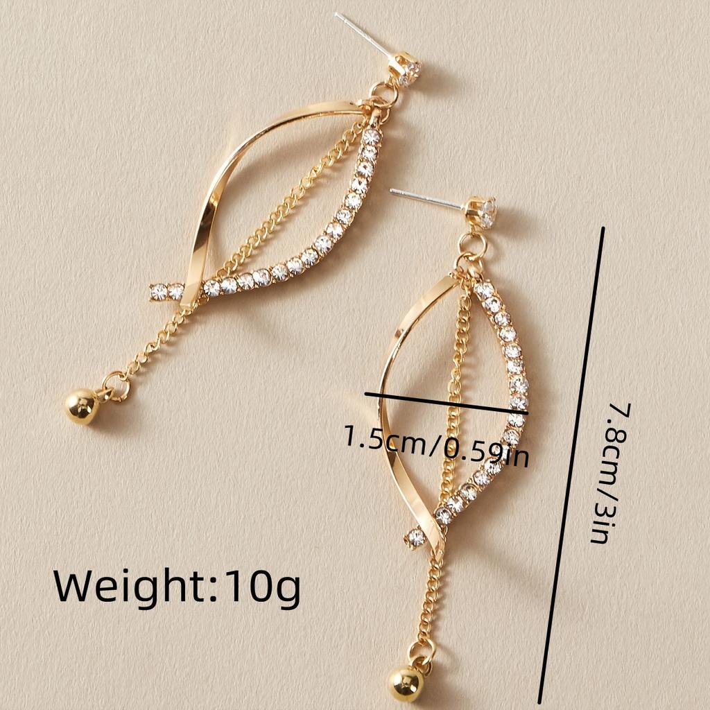 Fashion Versatile Cold Wind Stud Earrings Pendant Women's, Long Cross-fringed Diamond Earrings