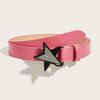 Women PU Leather Belt Star Decoration Solid Color Belt
