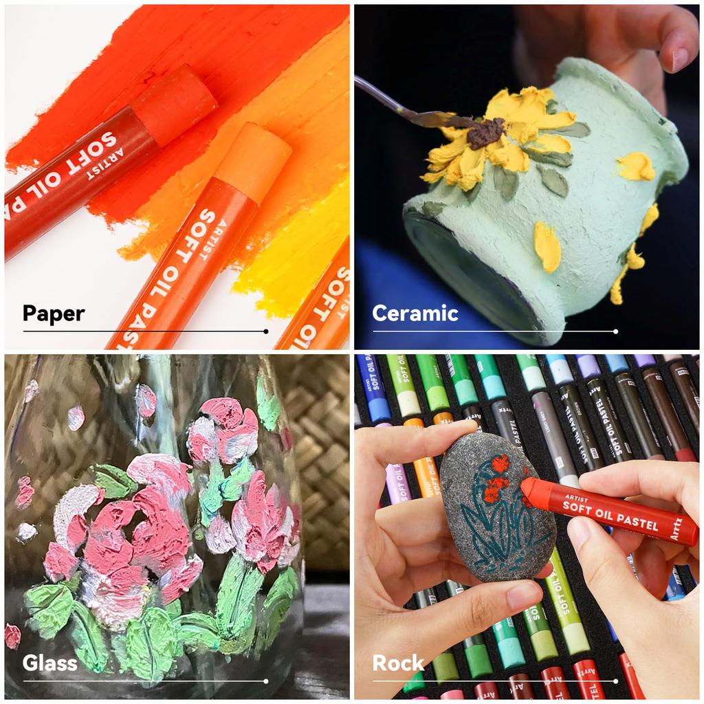 Arrtx Artist Oil Pastels 48-Color Set: Soft, Vibrant, and Creamy Professional Crayon Set for Artists and Beginners.