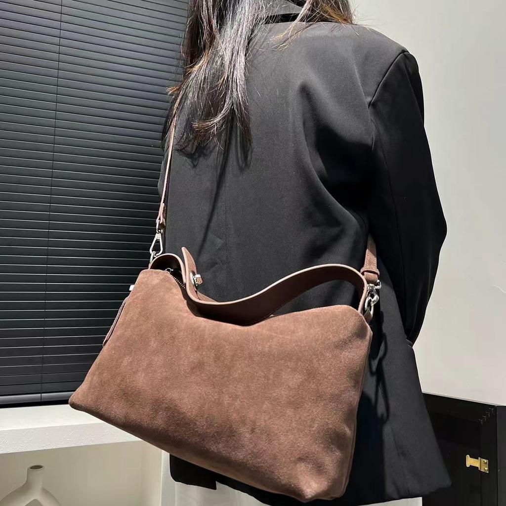 Fashionable Frosted Leather Shoulder Bag, Simple and Trendy, Versatile Handbag for Women