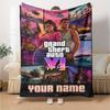 Name Custom GTA Game Print Flannel Blanket High Quality Warm Comfortable Cover for All Seasons Perfect for Gifts Home Decor