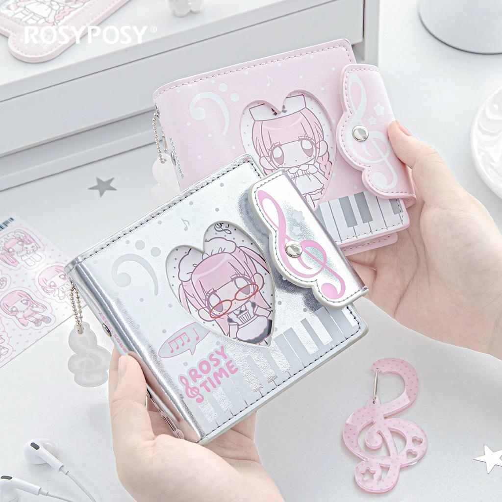 MINKYS Kawaii Wave Pattern PU Leather 3 Ring Kpop Photocard Binder Book 3 Inch One Pocket Idol Card Organizer Storage Book