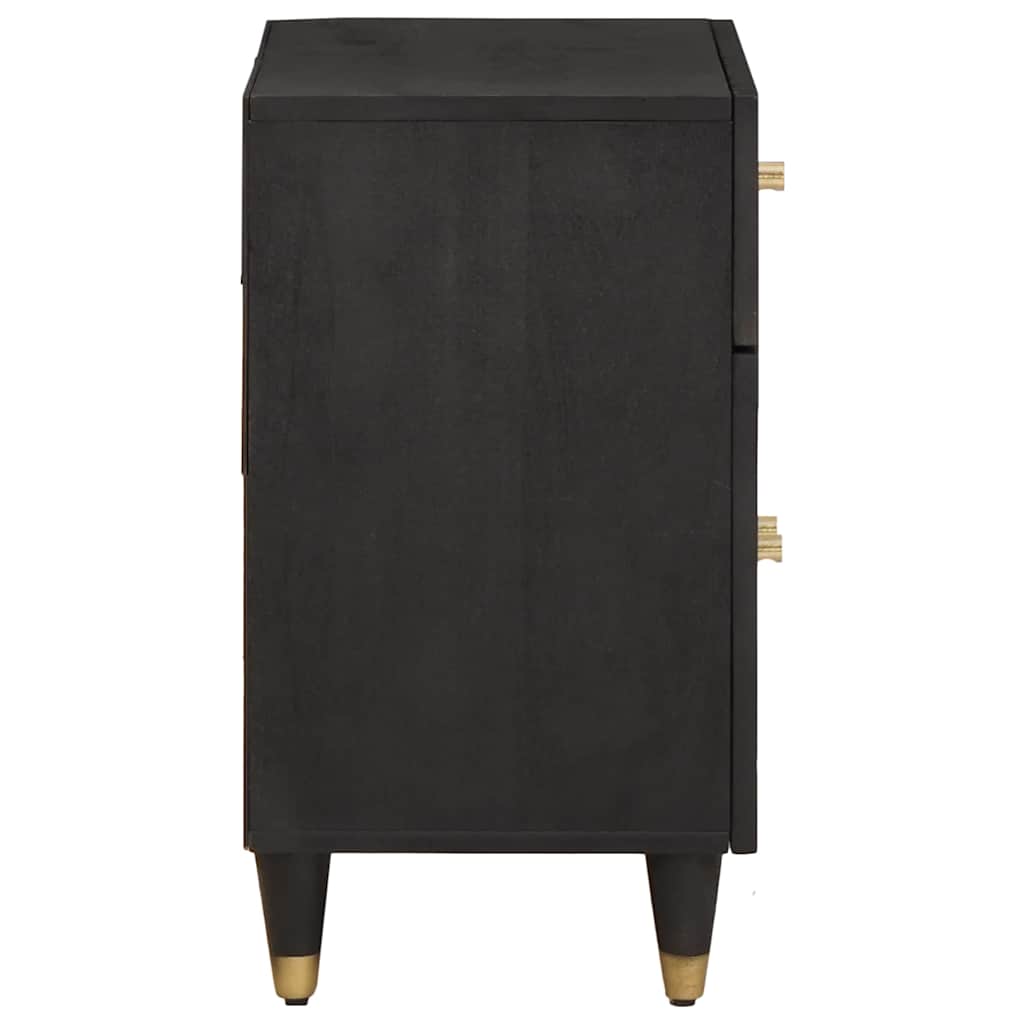 Nightstand with Door Black 50 x 33 x 60 cm Solid Mango Wood