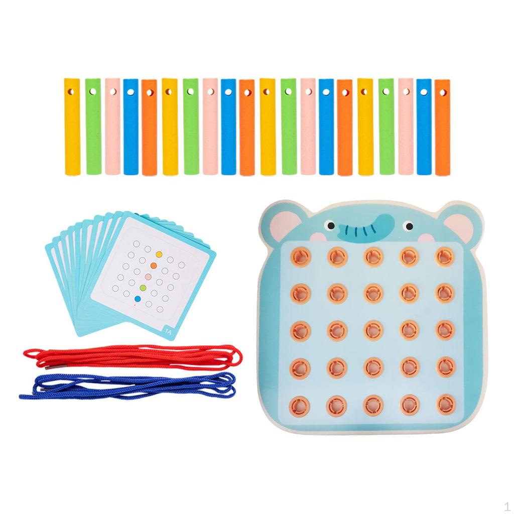Lacing Threading Toy with Cards, Educational Teaching Aids Cartoon Playing Game for Baby Age