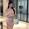 French Swing Collar Slanted Shoulder High Waist Dress Summer New Irregular Design Pleated Temperament Long Dress Women