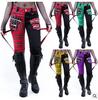 Dames Punk Geruit Patchwork Vetersluiting Slim Fit Skinny Casual Broeken Streetwear Broeken