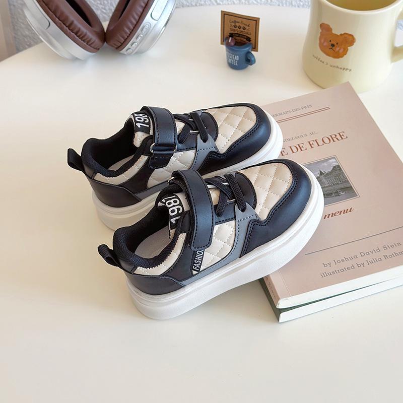 Children's Contrasting Sports Shoes Spring and Autumn 2025 Boys' Children's Leather Casual Shoes Girls' Running Shoes Versatile
