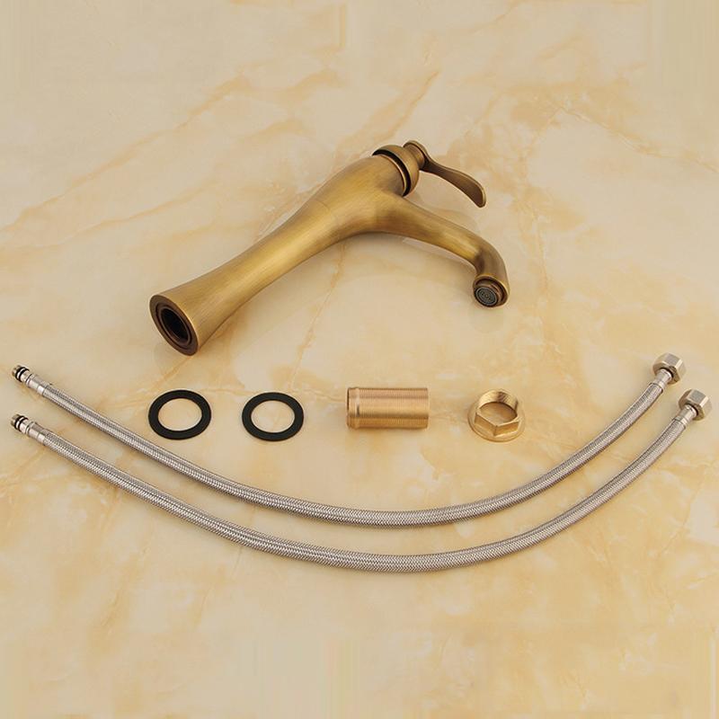 

Античный латунный смеситель для раковины в ванной с одним отверстием, смеситель горячей и холодной воды, медный кран для раковины, винтажный стиль Bronze&G1/2