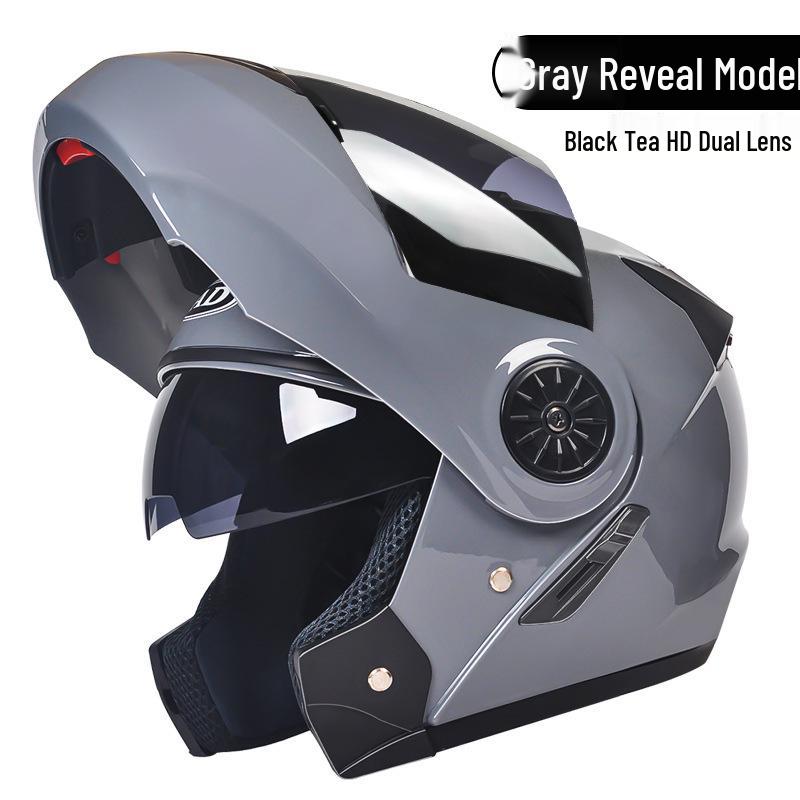 3C Certified Flip-Up Motorcycle Helmet with Dual Mirrors for All Seasons - Unisex Full Face Design for Winter