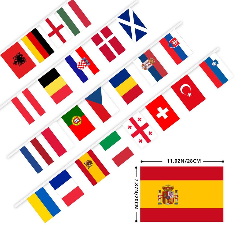 1Set 2025 European Football Championship Bunting Flags European Flag Bunting 2025 Football Championship Rams Pennant Flag
