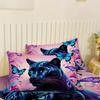 1pc Colorful Fitted Sheet Black Cat Printed 100% Polyester Breathable Bedding Set for Home Decor Without Pillowcase