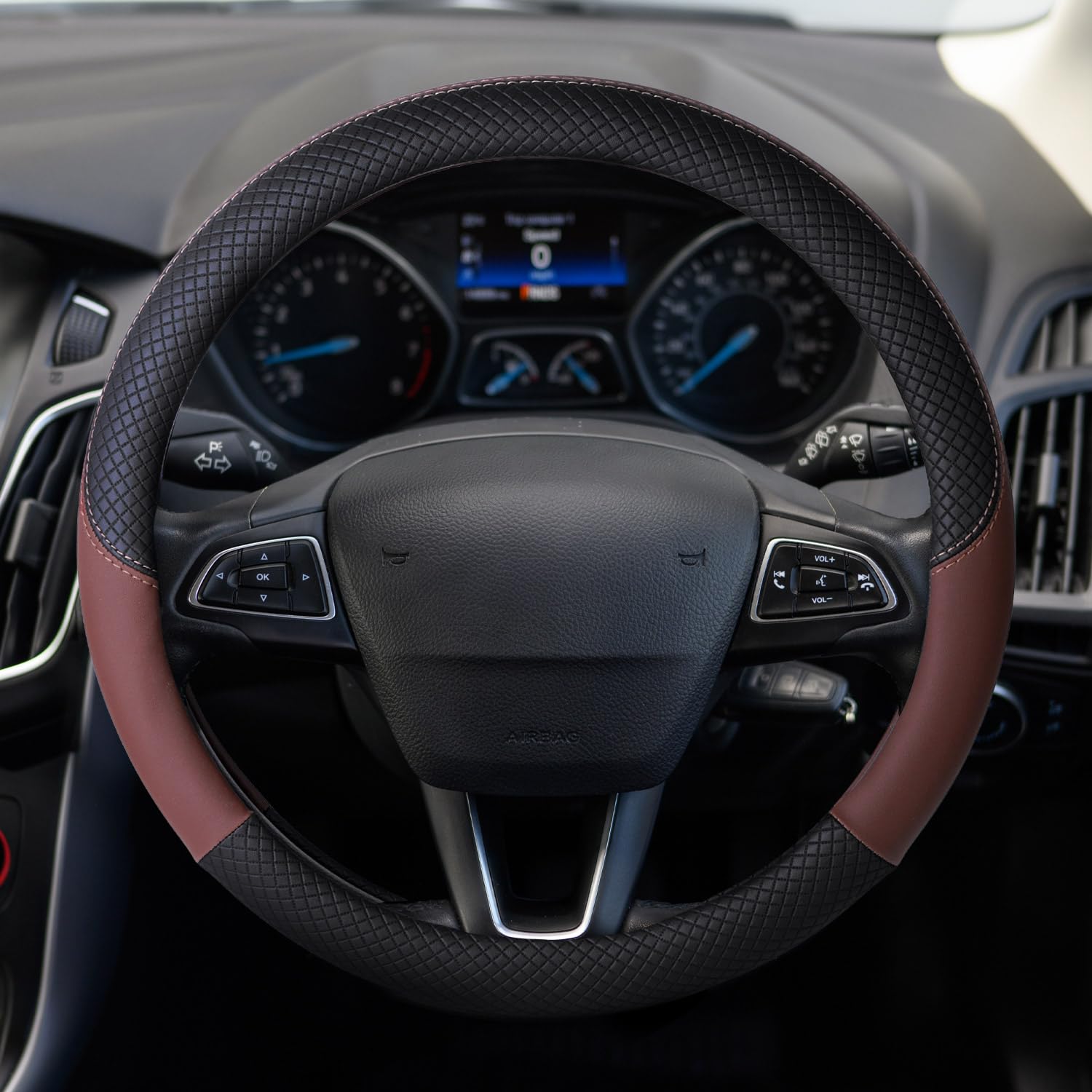 

Steering Wheel Cover, M Size, Steering Cover, 15.0 inches (38 cm), Made of Leather чёрный