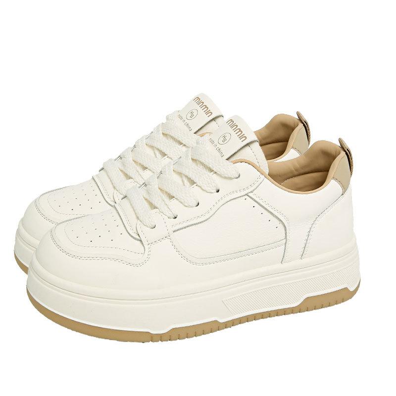 

Leather little white shoes women s shoes 2025 spring new versatile thick-soled heightening board shoes lightweight casual sports shoes 40
