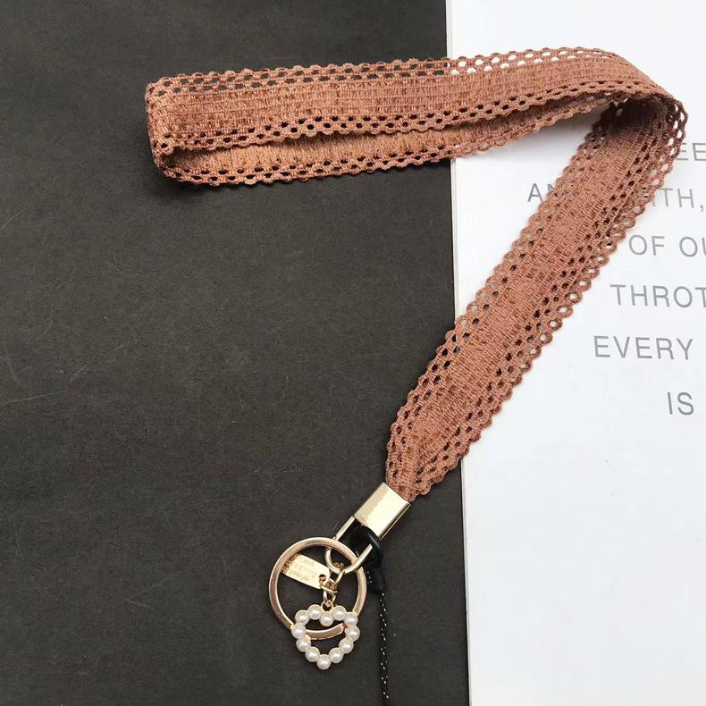Korean Style Pearl Heart Pendant Phone & ID Lanyard for Women